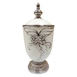 Tibor Porcelana 41 x 19 cm Diamantes (Blanco con plateado) 16 in